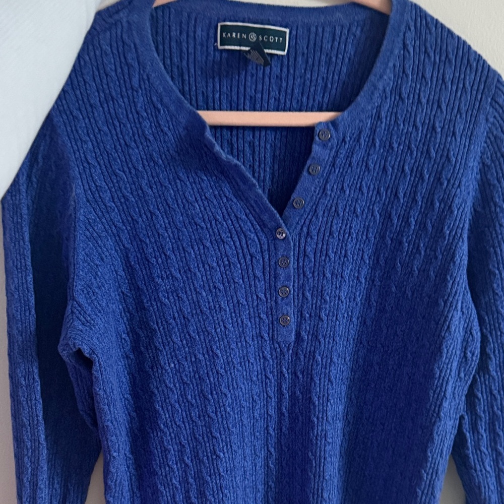 Karen Scott Women's V-Neck Sweater in Rich Blue